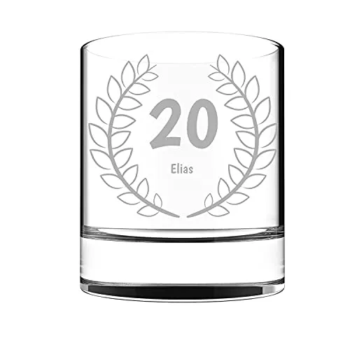 Whiskey Glas mit Namen zum 20ten