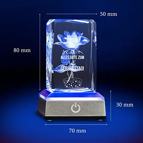 3D Kristallquader Geburtstag Name alles Gute zum Nummer Geburtstag