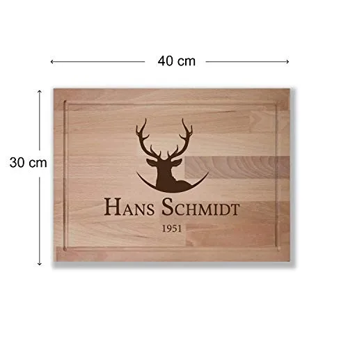 Holz-Schneidebrett mit Gravur (Hirsch Design)
