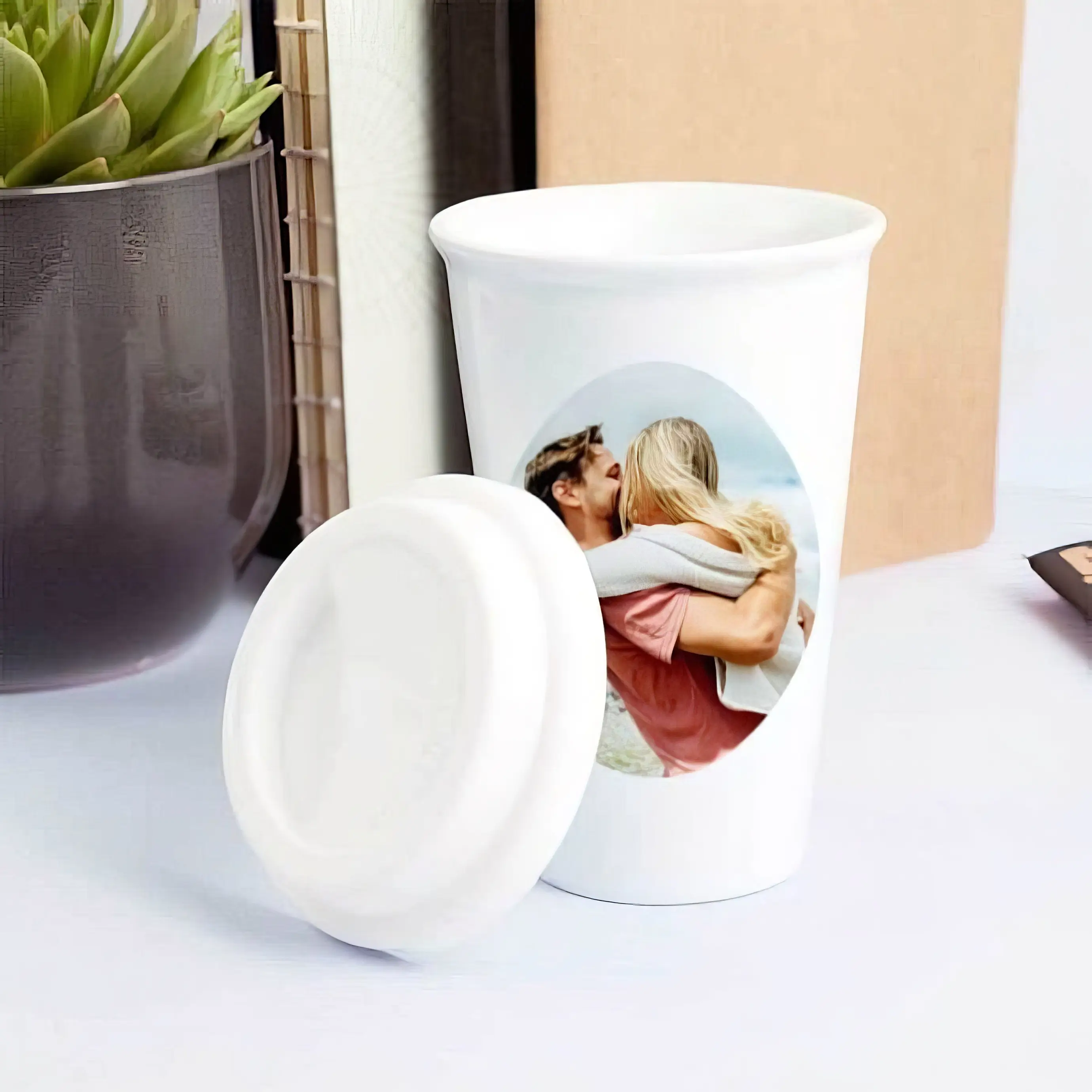 Keramik Kaffeebecher To Go mit Foto
