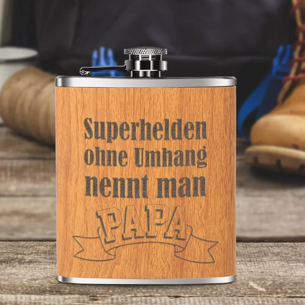 Flachmann Holz - Superhelden Papa