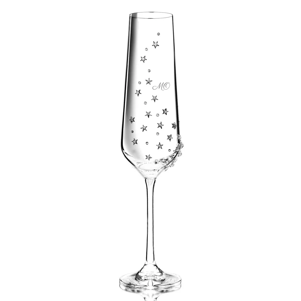 2er-Set - Champagnerglas mit Swarovski-Sternen – mit oder ohne Gravur