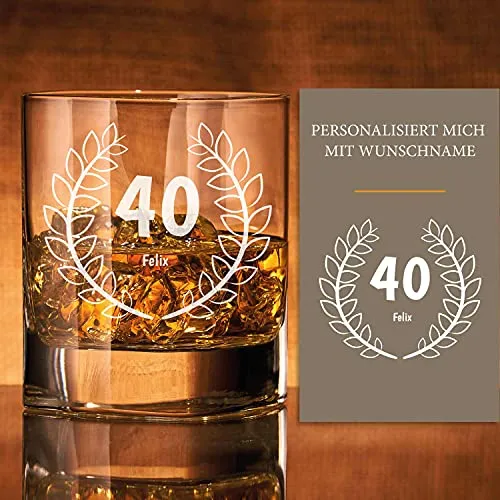 Whiskey Glas mit Gravur zu Ehren des 40. Geburtstags