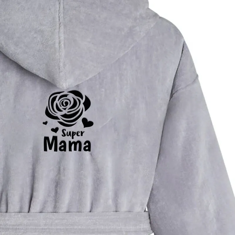 Bademantel Rücken besticken Super Mama mit Rose, wie P05338