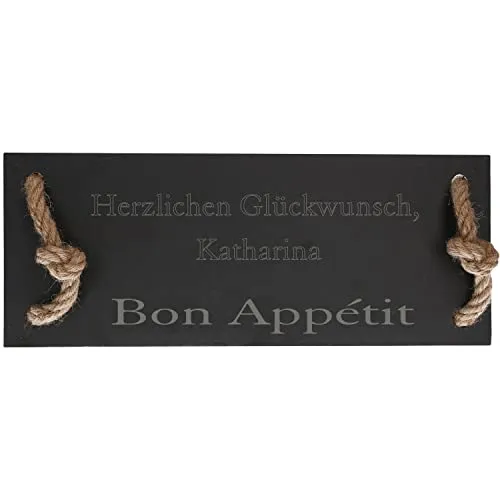 Schieferplatte mit Gravur Bon Appétit 
