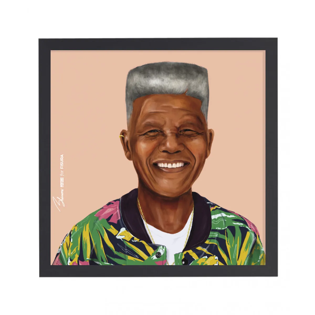 The Hipstory Art Print - Nelson Mandela als Hipster 5050cm