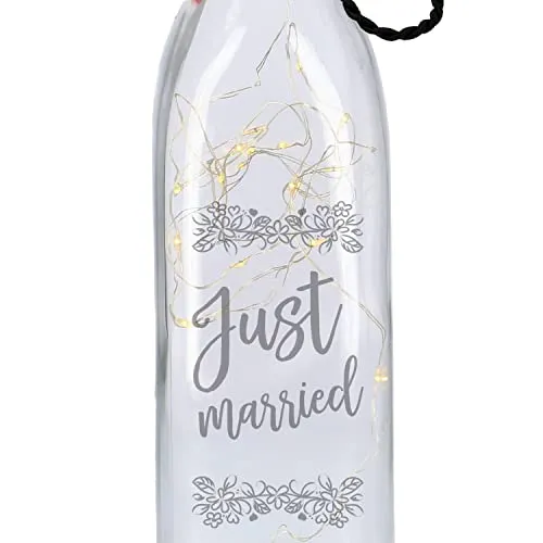 Flaschenlicht mit Flasche Just married