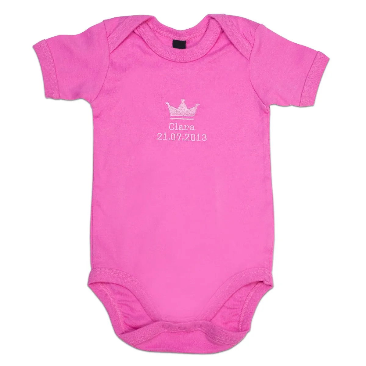 Baby-Body mit Namen - pink - 6-12 Monate