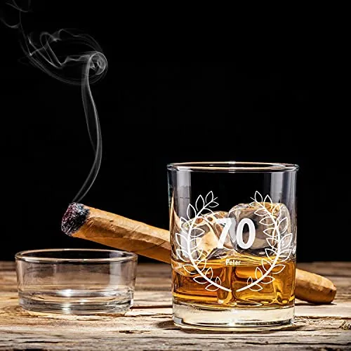 Geburtstags Whiskey Glas mit Gravur Name I originelle Geschenkidee zu Ehren des 70. Geburtstags - ausgefallenes Geschenk I Personalisiertes Whiskyglas Geschenke für Freunde und Kollegen