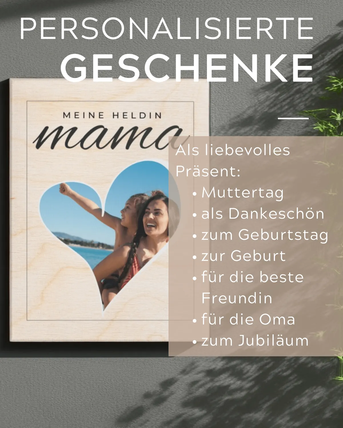 Personalisiertes Foto-Holz-Wandbild für Mama – Individuelles Fotogeschenk