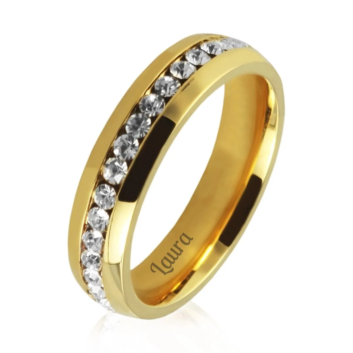 Vergoldeter Ring mit Steinbesatz - Size 58mm