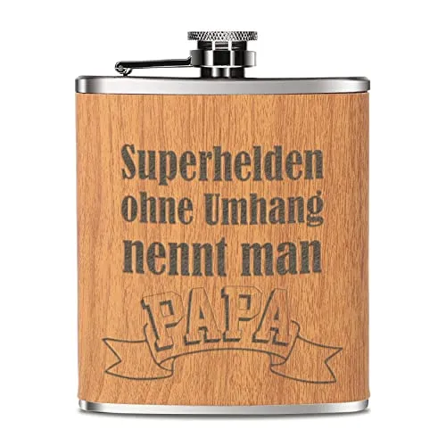 Flachmann Holz - Superhelden Papa