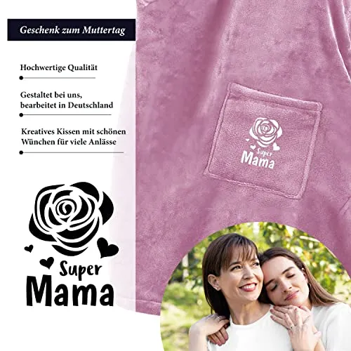 Hoodie Blanket - Super Mama mit Rose